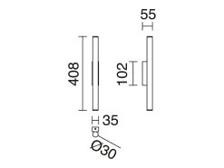 Aplique de pared TANIA estilo moderno - Alt. 40,8 cm - 2x LED SMD 4W - 400lm y 3K- up&down - acero y negro - IP40