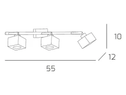 Aplique de pared Toplight Metropolitan de 3 luces con casquillo G9, estructura cromada y cristal trabajado, diseño moderno 55x10x12cm