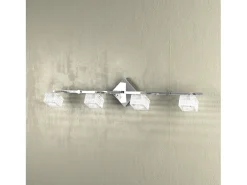 Aplique de pared Toplight Metropolitan de 4 luces con casquillo G9, estructura cromada y cristal trabajado, diseño moderno 80x10x18cm