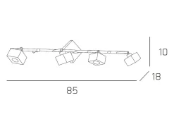 Aplique de pared Toplight Metropolitan de 4 luces con casquillo G9, estructura cromada y cristal trabajado, diseño moderno 80x10x18cm