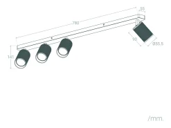 Aplique de Techo Aluminio Breixo 4 Focos Negro