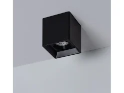 Aplique de Techo Cuadrado Negro con Bombilla GU10 Space 2700K Blanco Cálido