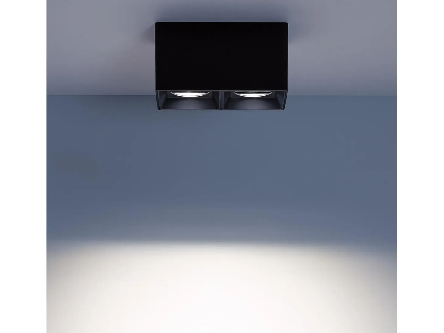Aplique de Techo Cuadrado Doble Negro con Bombilla GU10 Space 6000K Blanco Frío