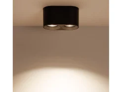 Aplique de Techo Doble Negro con Bombilla GU10 Space 2700K Blanco Cálido