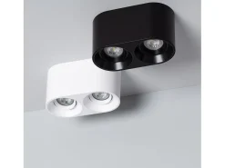 Aplique de Techo Doble Negro con Bombilla GU10 Space 2700K Blanco Cálido