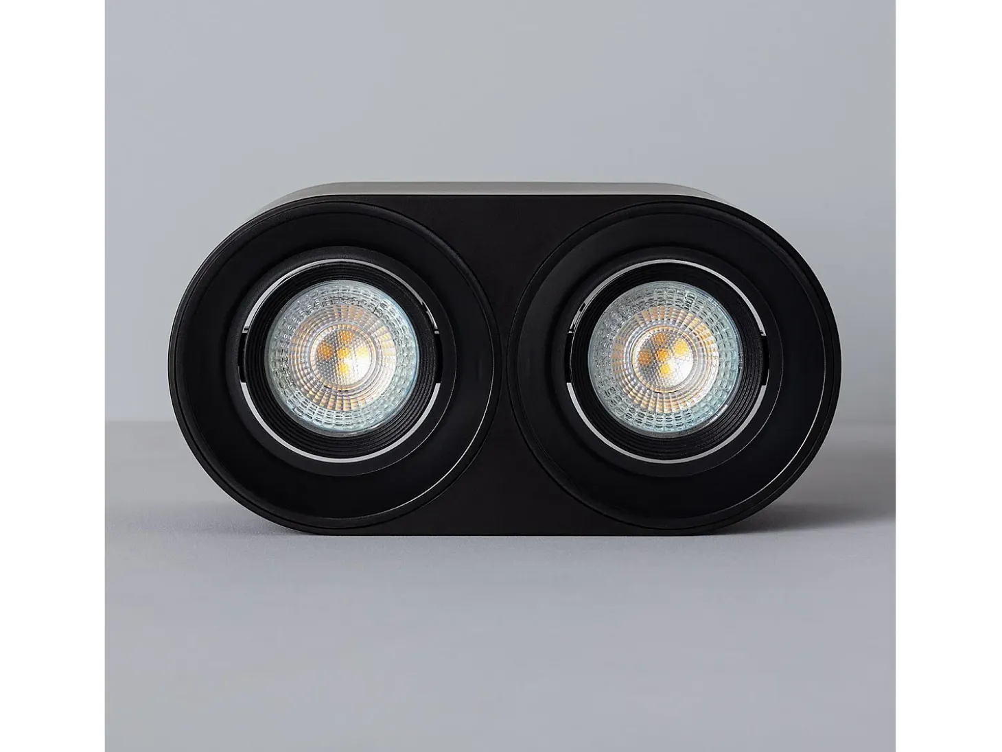 Aplique de Techo Doble Negro con Bombilla GU10 Space 6000K Blanco Frío