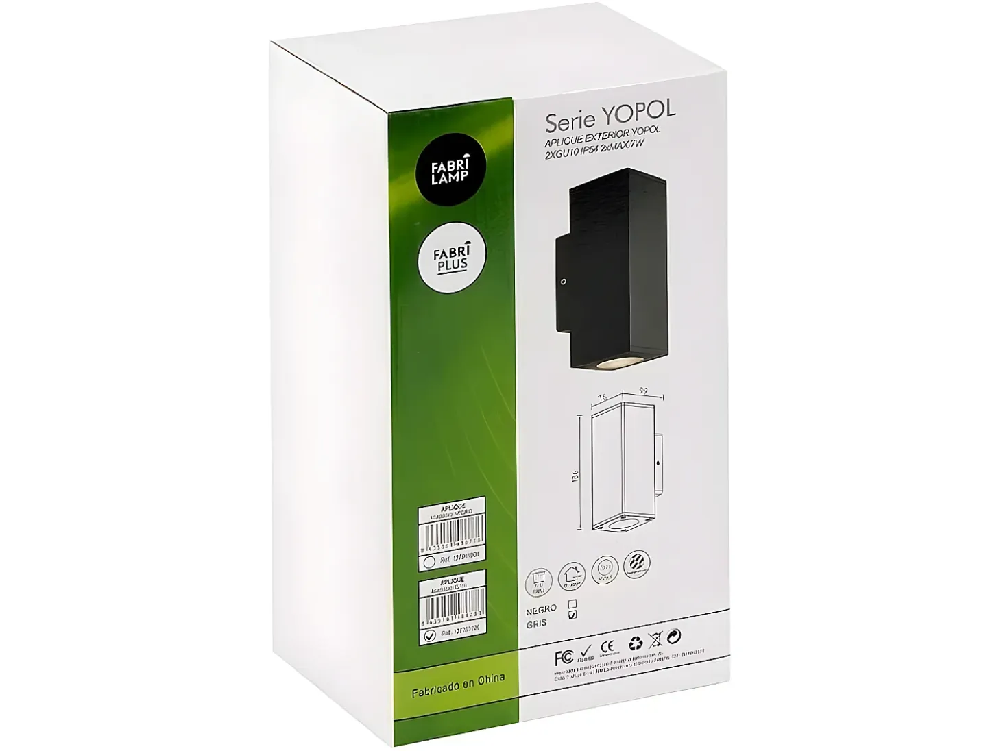 Aplique Doble Luz Para Exterior Modelo Yopol Gris