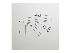 Aplique LED 3 luces BAMBU orientable cilíndrico Negro Perenz