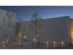 Aplique LED Beneito Faure Oma de 8 W, IP65, interruptor CCT 2000 K/2800 K/4000 K, aplique vintage de aluminio, color ámbar