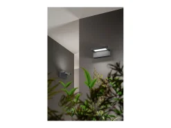 Aplique LED de pared de 20 W, temperatura de color correlacionada de 3000 K a 4000 K, ajustable 340°, 1750 lm, IP65, 20,5 cm, gris claro - Perenz