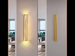 Aplique LED de pared de madera Nettlife de 80 cm, 13 W, blanco cálido 3000 K, para salón, diseño moderno y alargado, ideal para pasillos, escaleras y dormitorios.