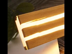 Aplique LED de pared de madera Nettlife de 80 cm, 13 W, blanco cálido 3000 K, para salón, diseño moderno y alargado, ideal para pasillos, escaleras y dormitorios.