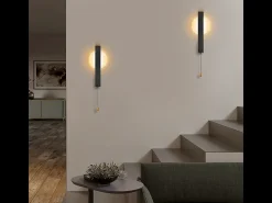 Aplique LED de pared Nettlife con interruptor - Lámpara de pasillo interior negra con interruptor de tirador, blanco cálido 3000 K, 6 W