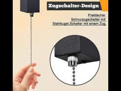 Aplique LED de pared Nettlife con interruptor - Lámpara de pasillo interior negra con interruptor de tirador, blanco cálido 3000 K, 6 W