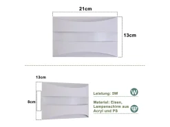 Aplique LED de pared para interiores Nettlife blanco - Diseño moderno, 3000 K, 5 W, iluminación de pared blanca cálida, iluminación vertical y horizontal.