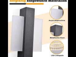 Aplique LED de pared para interiores Nettlife con interruptor - Lámpara de pasillo de diseño moderno, color negro, 3000 K, blanco cálido, 6 W
