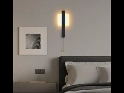 Aplique LED de pared para interiores Nettlife con interruptor - Lámpara de pasillo de diseño moderno, color negro, 3000 K, blanco cálido, 6 W