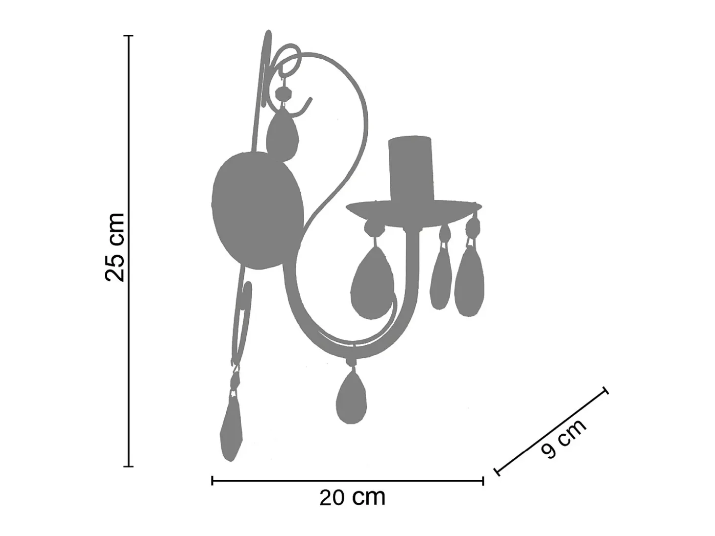 Aplique TOSEL ,metal,Marrón,A 9xD25xP25cm