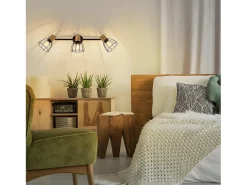 Aplique vintage NETTLIFE de metal negro, 3 focos E14, orientables 350°, estilo retro, para salón, pasillo, dormitorio (bombillas no incluidas)