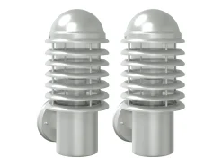 Apliques de exterior 2 unidades acero inoxidable plateado ES929408