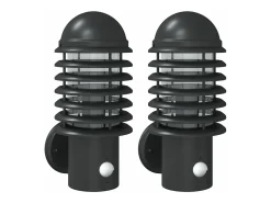 Apliques de exterior con sensor 2 uds acero inoxidable negro ES206723