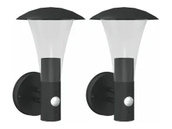 Apliques de exterior con sensor 2 uds acero inoxidable negro ES672376