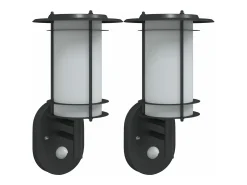Apliques de exterior con sensor 2 uds acero inoxidable negro ES244276