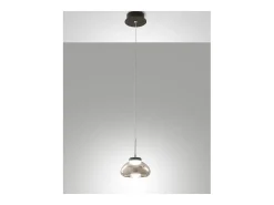 Arabella - Lámpara colgante individual de Fabas Luce - LED 8W - Lámpara de techo Diámetro 14cm Ahumado