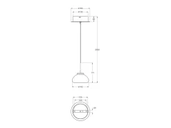 Arabella - Lámpara colgante individual de Fabas Luce - LED 8W - Lámpara de techo Diámetro 14cm Ahumado