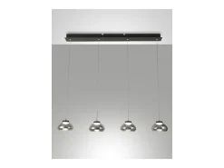Arabella - Lámpara colgante Fabas Luce de 4 luces - LED 32W - Diseño moderno ahumado