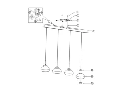 Arabella - Lámpara colgante Fabas Luce de 4 luces - LED 32W - Diseño moderno ahumado