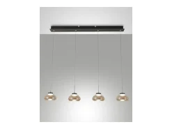 Arabella - Lámpara colgante Fabas Luce de 4 luces - LED de 32 W - Diseño moderno en color ámbar