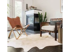 Ardpatrick Alfombra de piel de vaca auténtica beige 150x170 cm