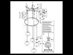 Ariel - Lámpara colgante circular Fabas Luce de 5 luces - LED regulable de 35 W - Florón redondo transparente de 50 cm de diámetro.