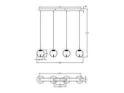 Ariel - Lámpara colgante Fabas Luce de 4 luces - LED regulable de 28 W - Diseño de esfera transparente
