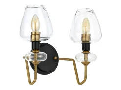Armand 2 ljus vägglampa, åldrad mässing, glasskärmar