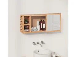 Armario con espejo madera maciza nogal 80x17x34 cm ES209539