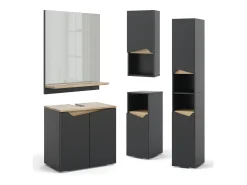 Armario con espejo para baño antracita/artisan 60x14x67 marelle