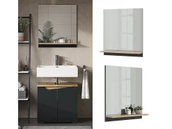 Armario con espejo para baño antracita/artisan 60x14x67 marelle