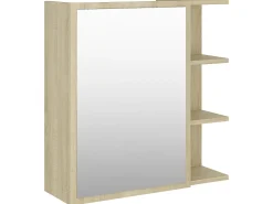 Armario espejo baño contrachapada color roble 62,5x20,5x64 cm ES844161
