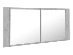 Armario espejo baño luz LED acrílico gris hormigón 100x12x45 cm ES231147