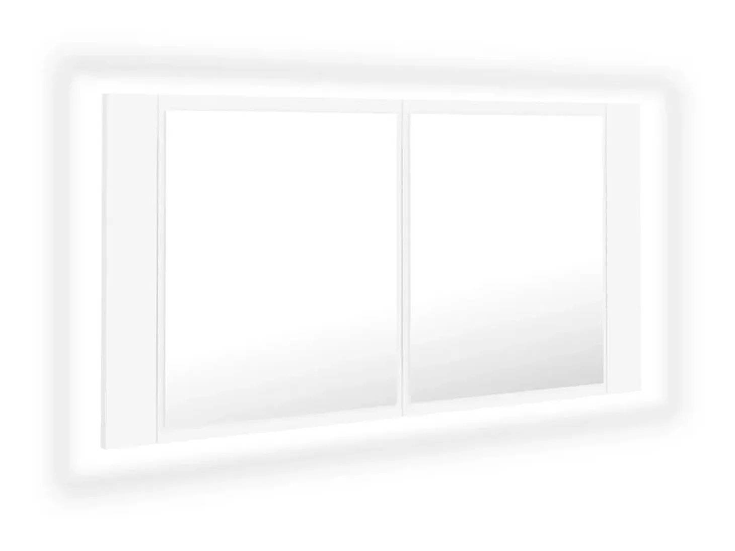 Armario espejo de baño con luz LED acrílico blanco 90x12x45 cm ES631059