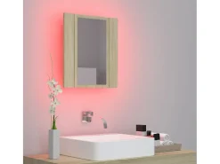 Armario espejo de baño LED acrílico roble Sonoma 40x12x45 cm ES578840
