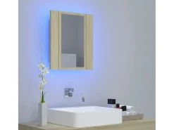 Armario espejo de baño LED acrílico roble Sonoma 40x12x45 cm ES578840