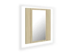 Armario espejo de baño LED acrílico roble Sonoma 40x12x45 cm ES578840