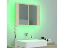Armario espejo de baño LED acrílico roble Sonoma 60x12x45 cm ES265074