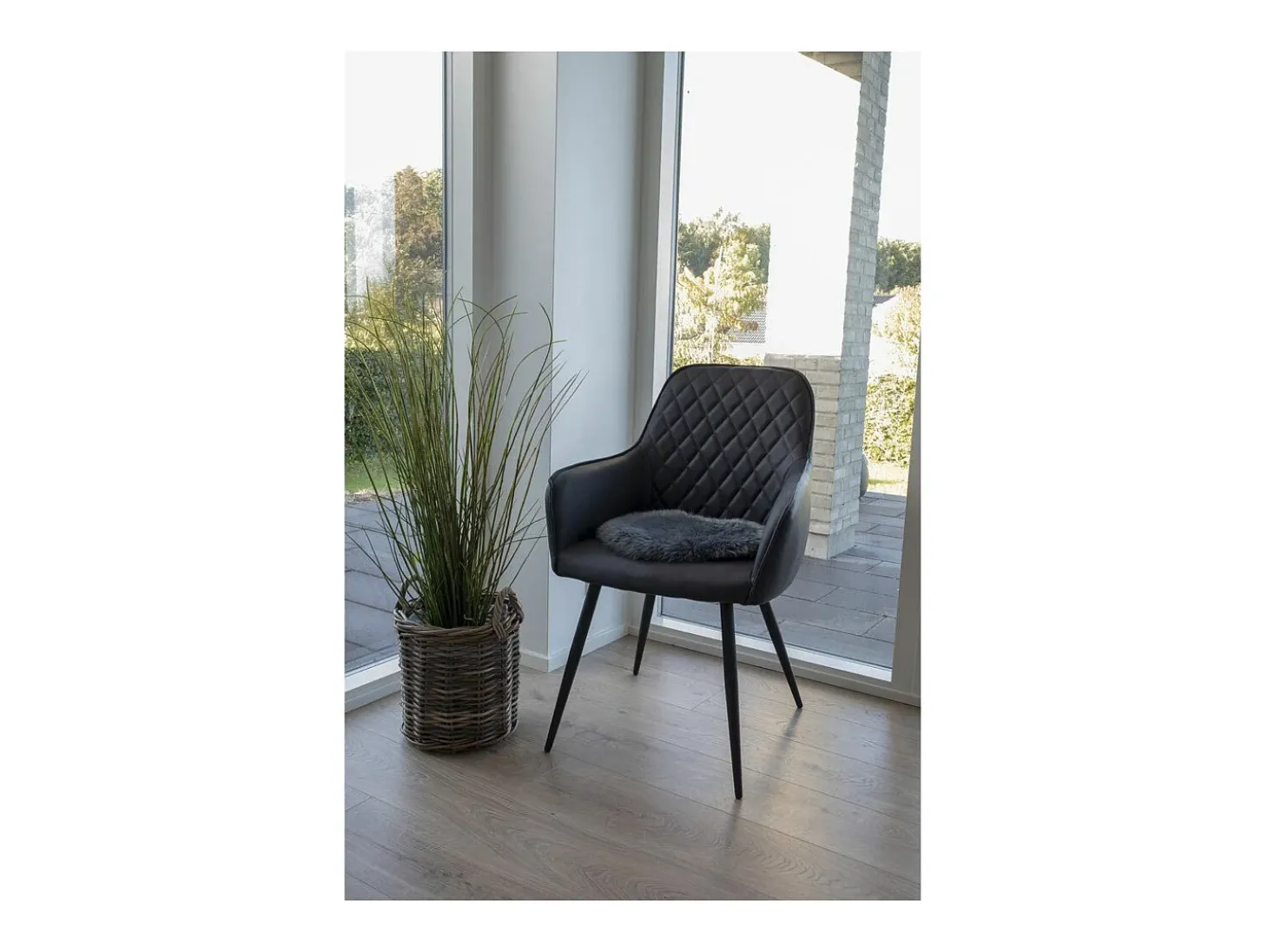 Asiento de piel de cordero gris Ø 35 cm