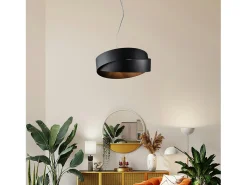 Astro - Lámpara colgante de hierro lacado negro con cable de acero orientable 2 luces 122 - Ø46 - BL207-2-NR