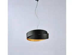 Astro - Lámpara colgante negra con decoración, interior oro antiguo y cable de acero ajustable, 2 luces