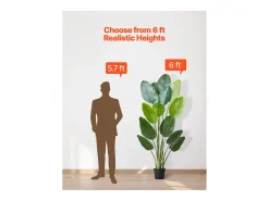 Ave del Paraíso Artificial SucceBuy, 1,8 m, Planta Artificial Tropical en Maceta, Falso Árbol Tropical, Planta Falsa Hojas Polietileno para Salón